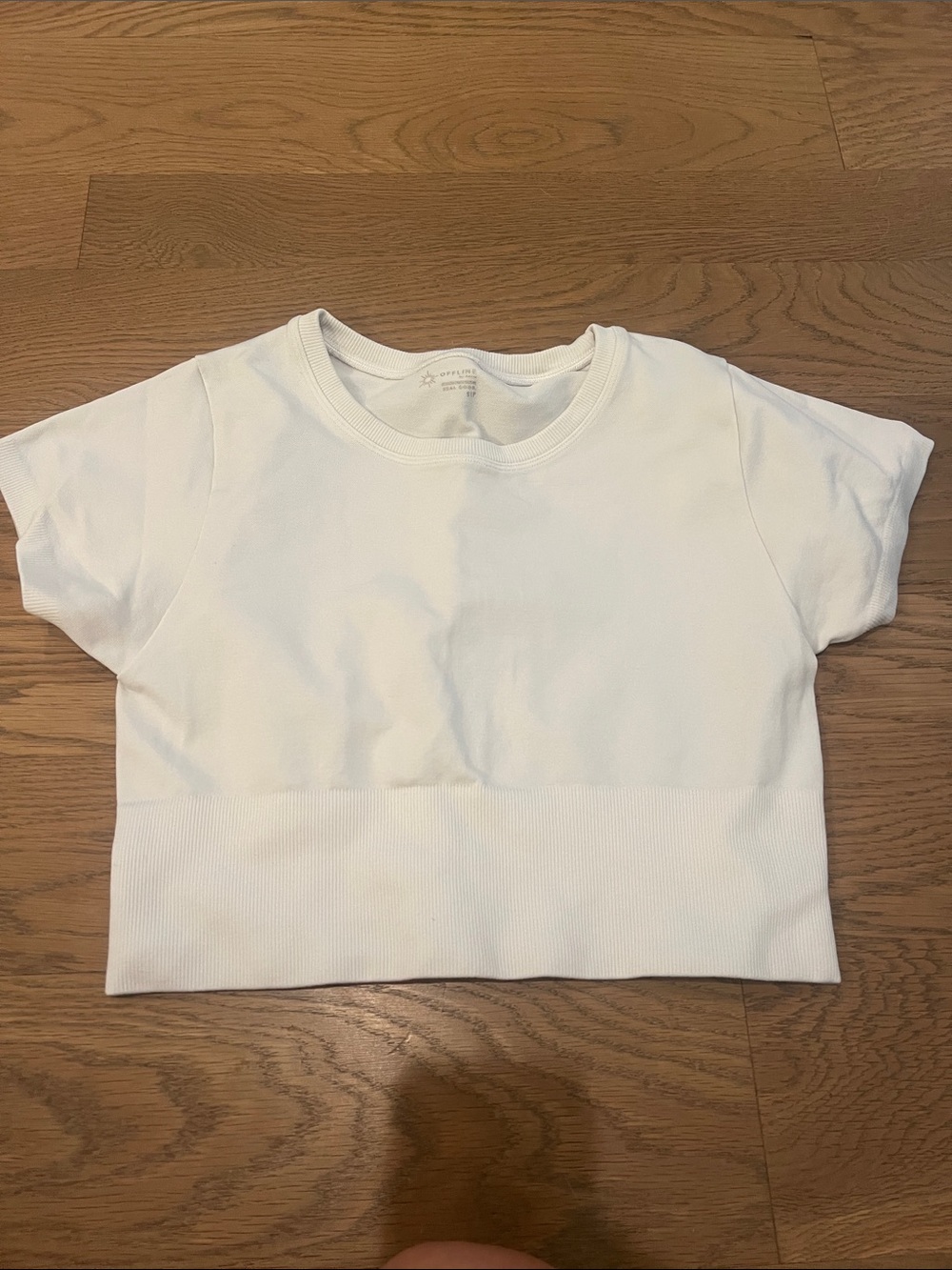 aerie White Short Sleeve Cropped Tee